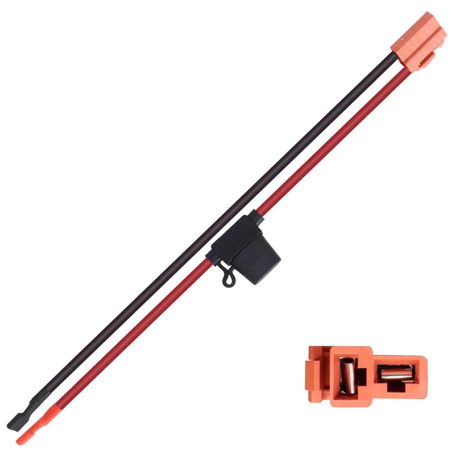 HiSport 12 Gauge Wire Harness Connector SLA Battery Compatible with 12-Volt Ride On Vehicle with red 2 pins Connector 40A Replaceable Fuse