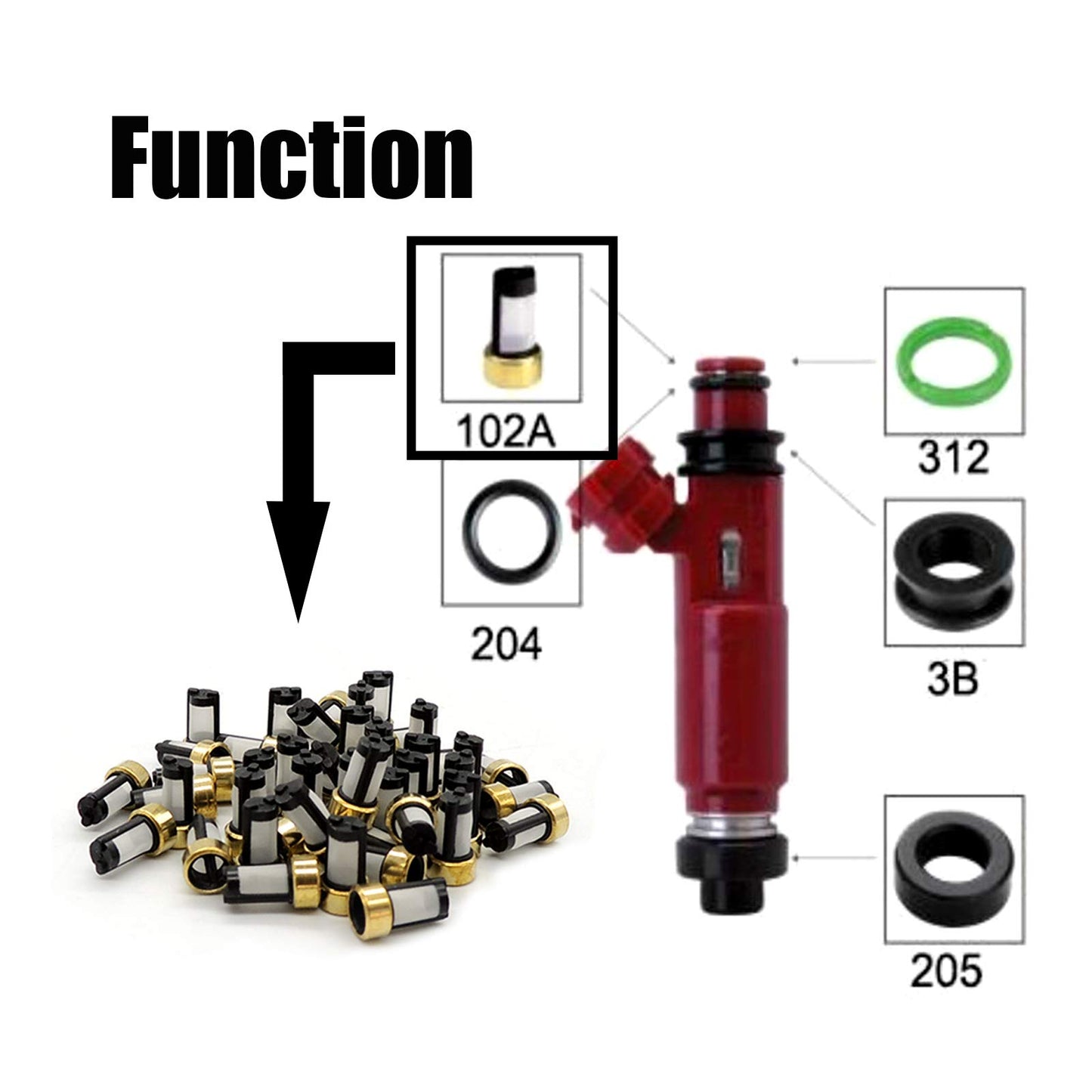 HiSport Fuel Injector Seal Kits Filter Baskets Universal Repair Set CF102A [50 Set]