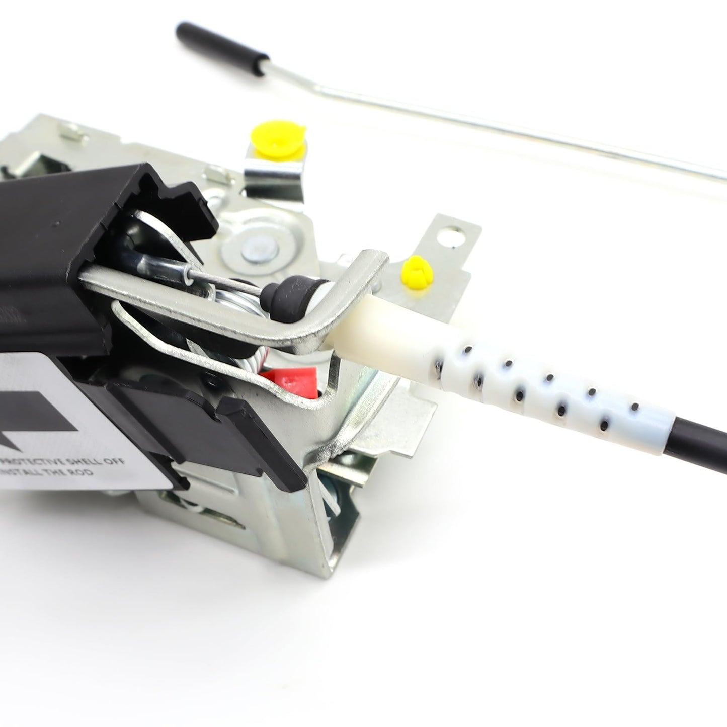 Hisport F4TZ-15219A65-A Door Latch Lock Assembly Front Left Driver Side - Compatible with 1992-1998 Ford F350 F250 F150 Bronco LH Side Power Door Latch Lock Actuator Motor Cable Rod Kit