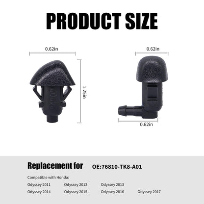 HiSport 76810-TK8-A01 Windshield Sprinkler Wiper Nozzle - Compatible with Honda Odyssey 2011 2012 2013 2014 2015 2016 2017 - (Two Side)