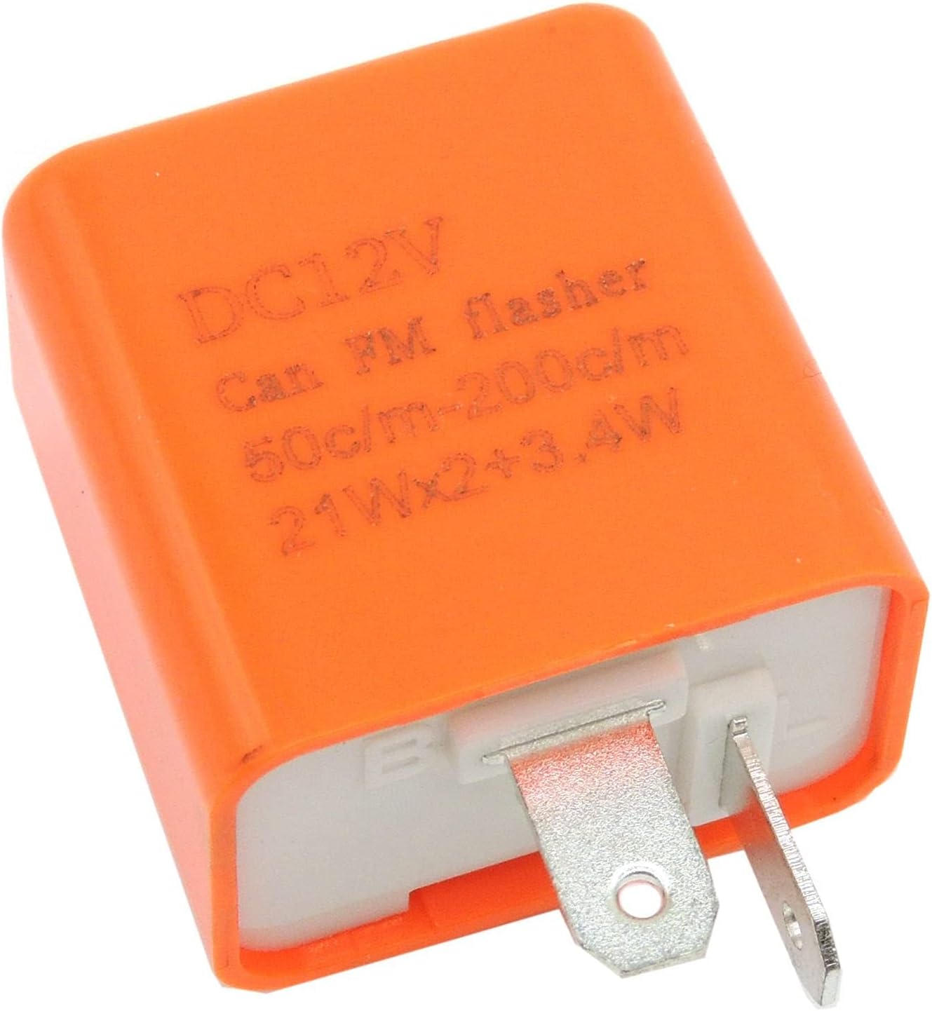 HISports 2-poliges Blinkfrequenz-Steuerrelais - für Fahrzeugmotorräder für elektronische LED-Blinker, einstellbares Blinkrelais, 12 V, 0,02 A-10 A, Orange