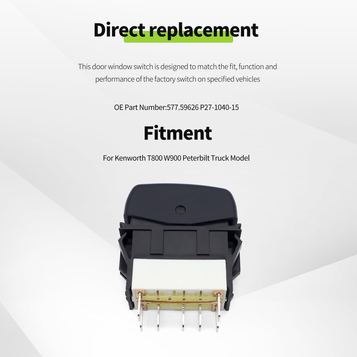 HiSport Cruise Control Rocker Switch P27-1040-15 - Compatible with Kenworth T800 W900 Peterbilt Truck Model - Replace 577.59626