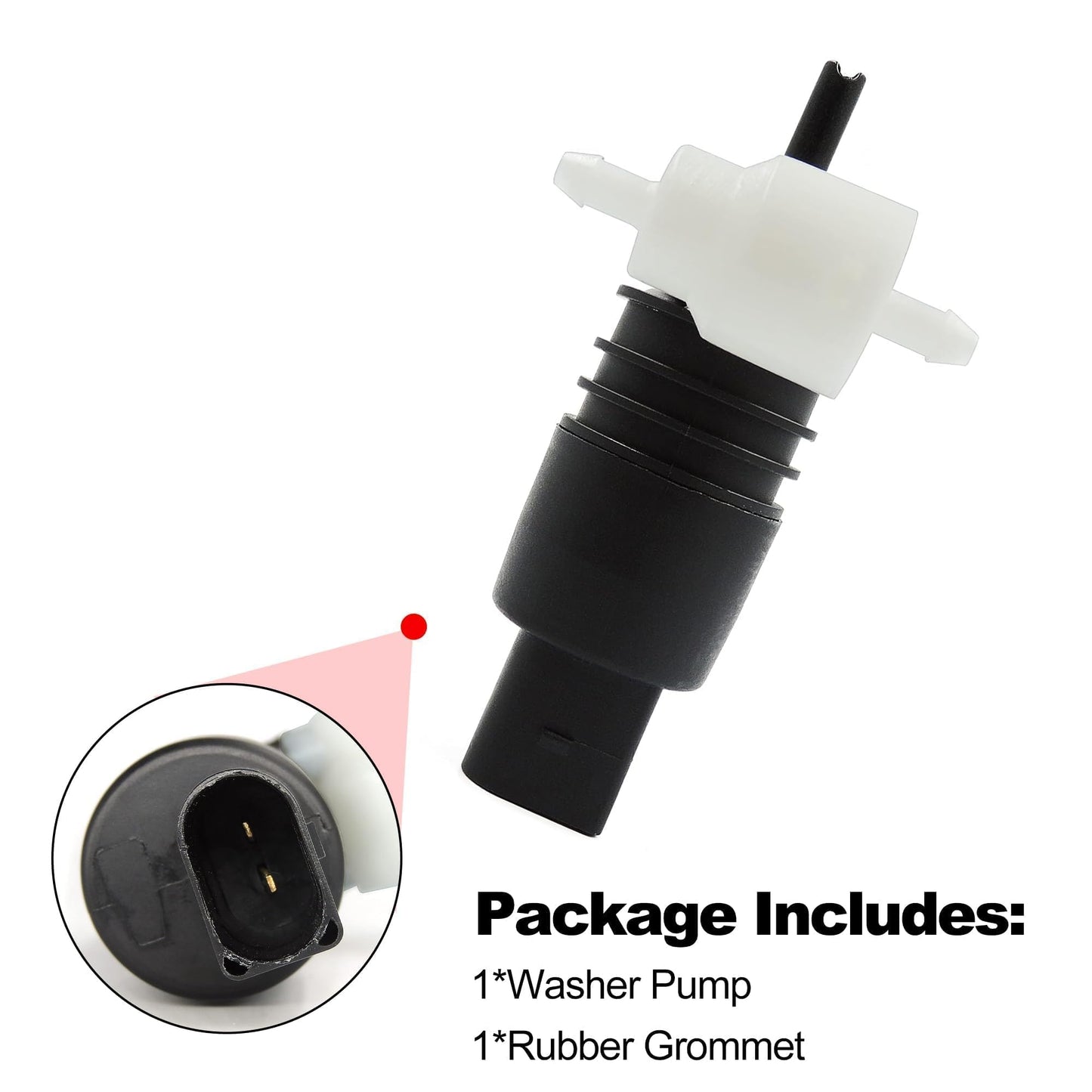 HiSport 11-613 Windshield Washer Pump - Wiper Washer Fluid Pump Compatible with Jeep Dodge Chrysler Volkswagen Audi BMW Chevrolet Ford 1998-2021