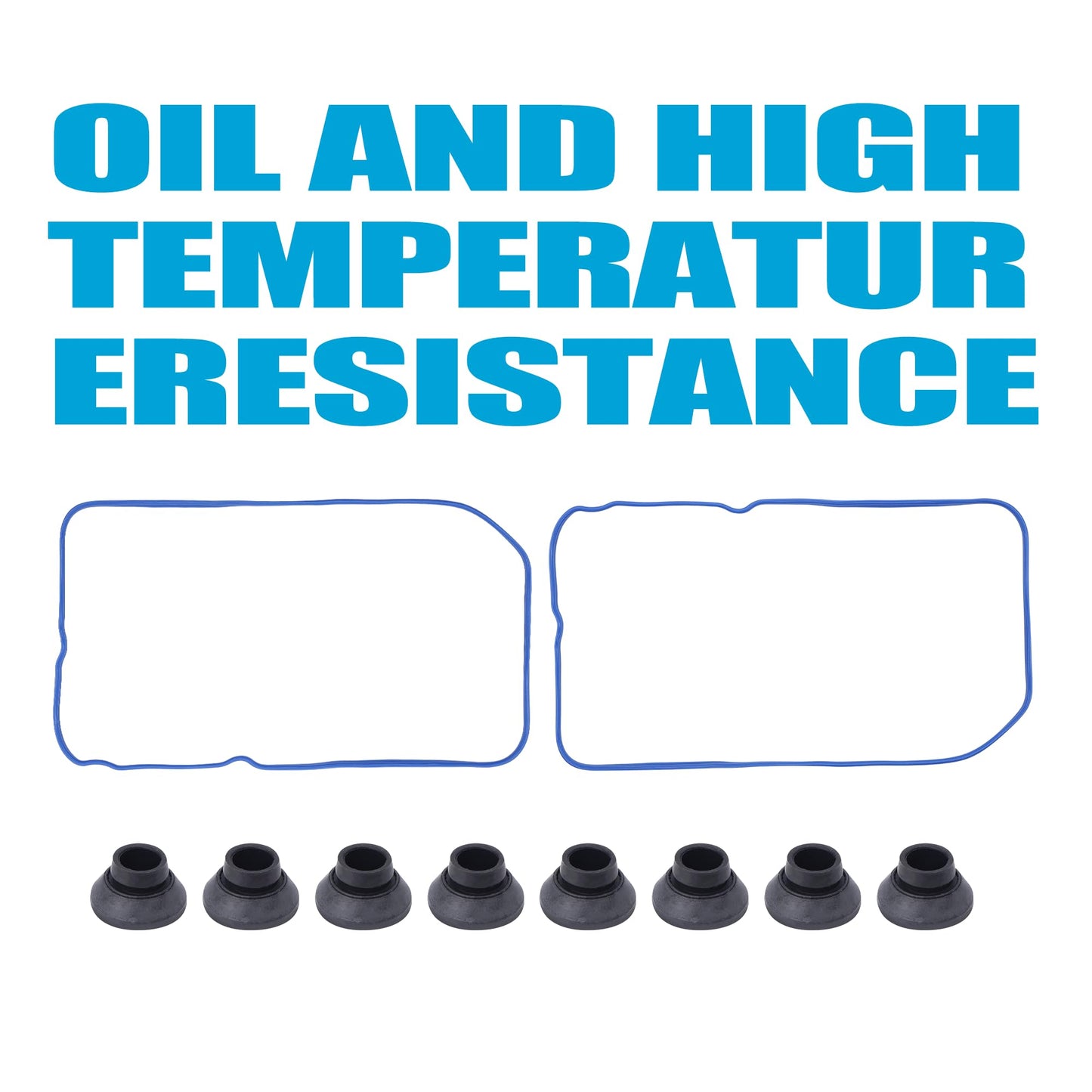 HiSport VS50504R1 Valve Cover Gasket Set VS50250A - Compatible with 4.8L 5.3L 5.7L 6.0L 6.2L Chevy Cadillac GMC Hummer Buick Pontiac Saab Isuzu Avanti 1999-2018