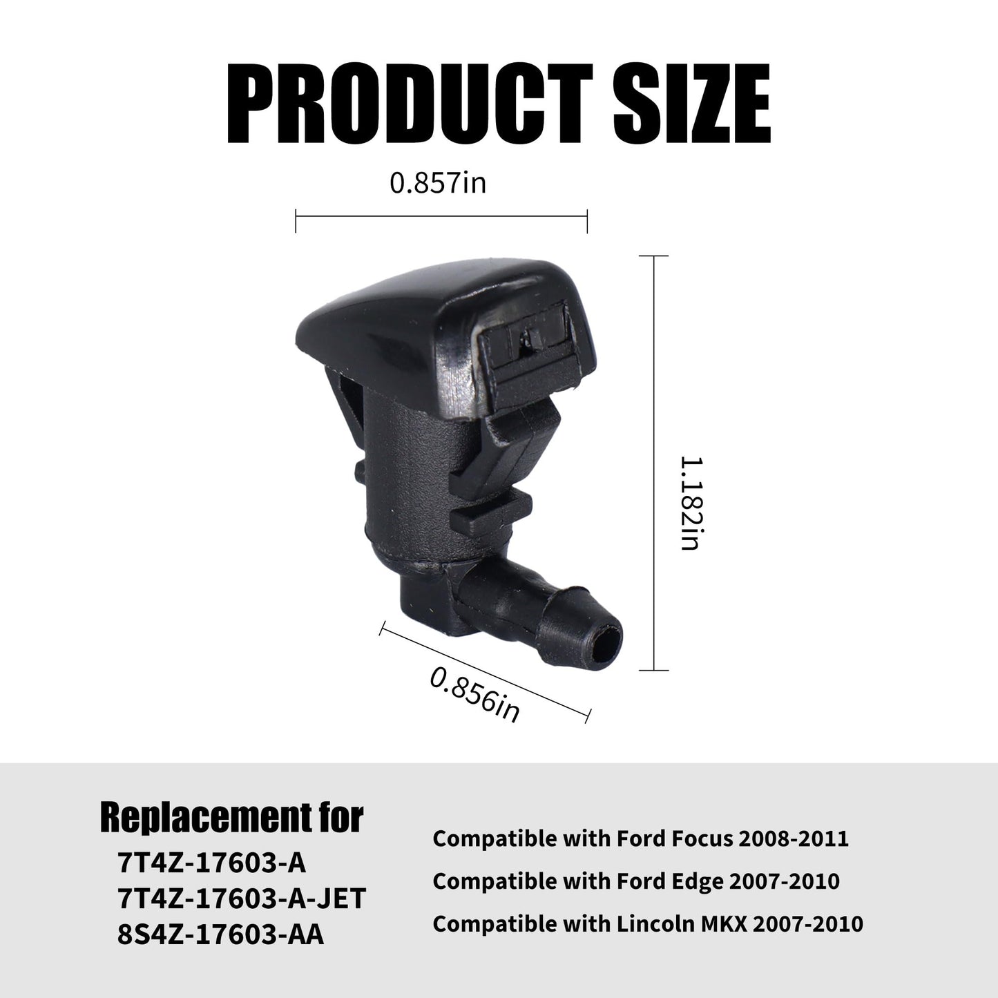 HiSport Windshield Washer Nozzle - Compatible with Ford Focus 2008-2011 Edge 2007-2010 Lincoln MKX 2007-2010 - Replace 7T4Z-17603-A-JET 8S4Z-17603-AA