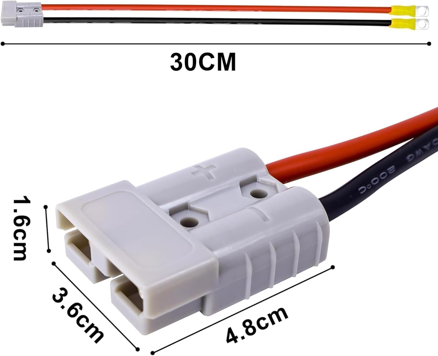 HISports Anderson Batterieanschluss Stecker 50 A 600 V mit O-Ring Kabel 10 AWG 30 cm,Ladestecker für Gabelstapler, Anhänger, Wohnwagen, Boote, Solaranlagen