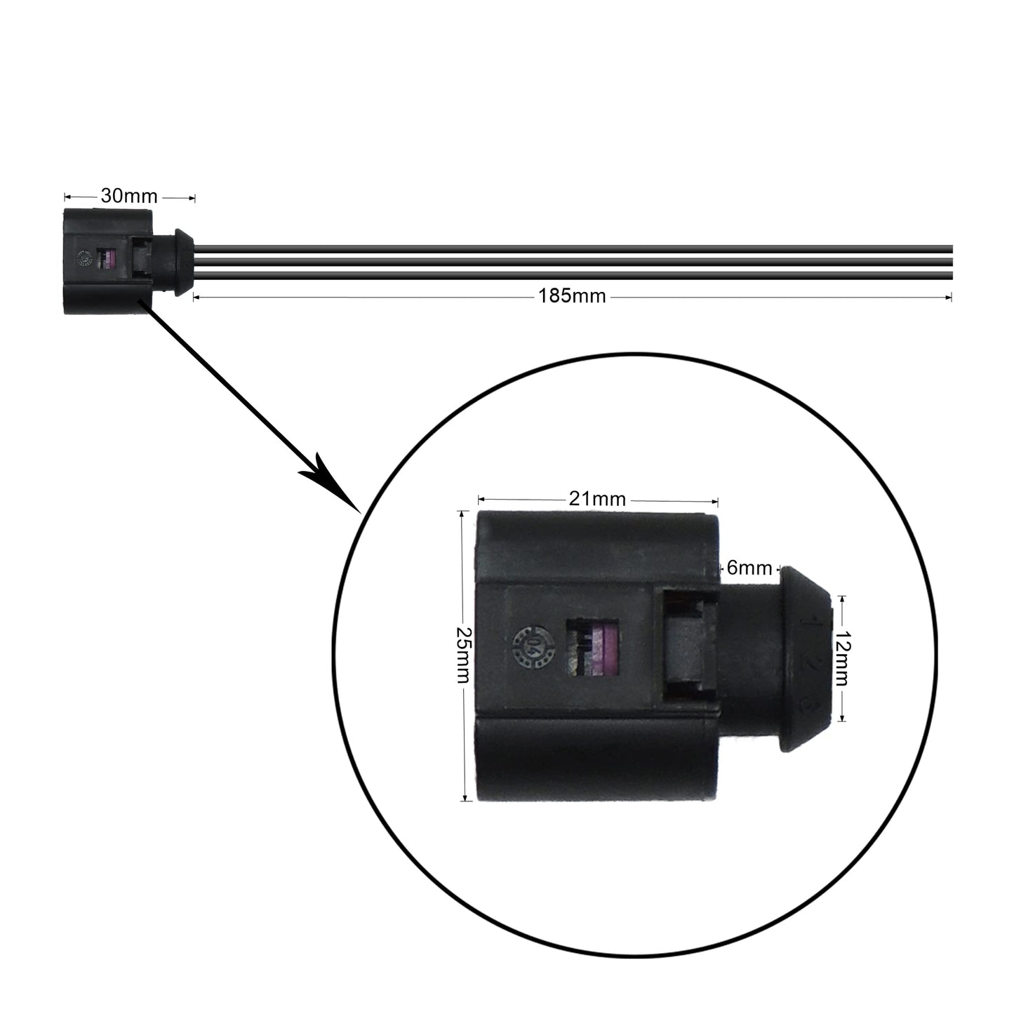 HiSport 3 Pin Male Pre Wired Connector Multifunction Fuel Pump Camshaft Sensor Light Connector # 1J0973703, 8K0973703, 3D0973703