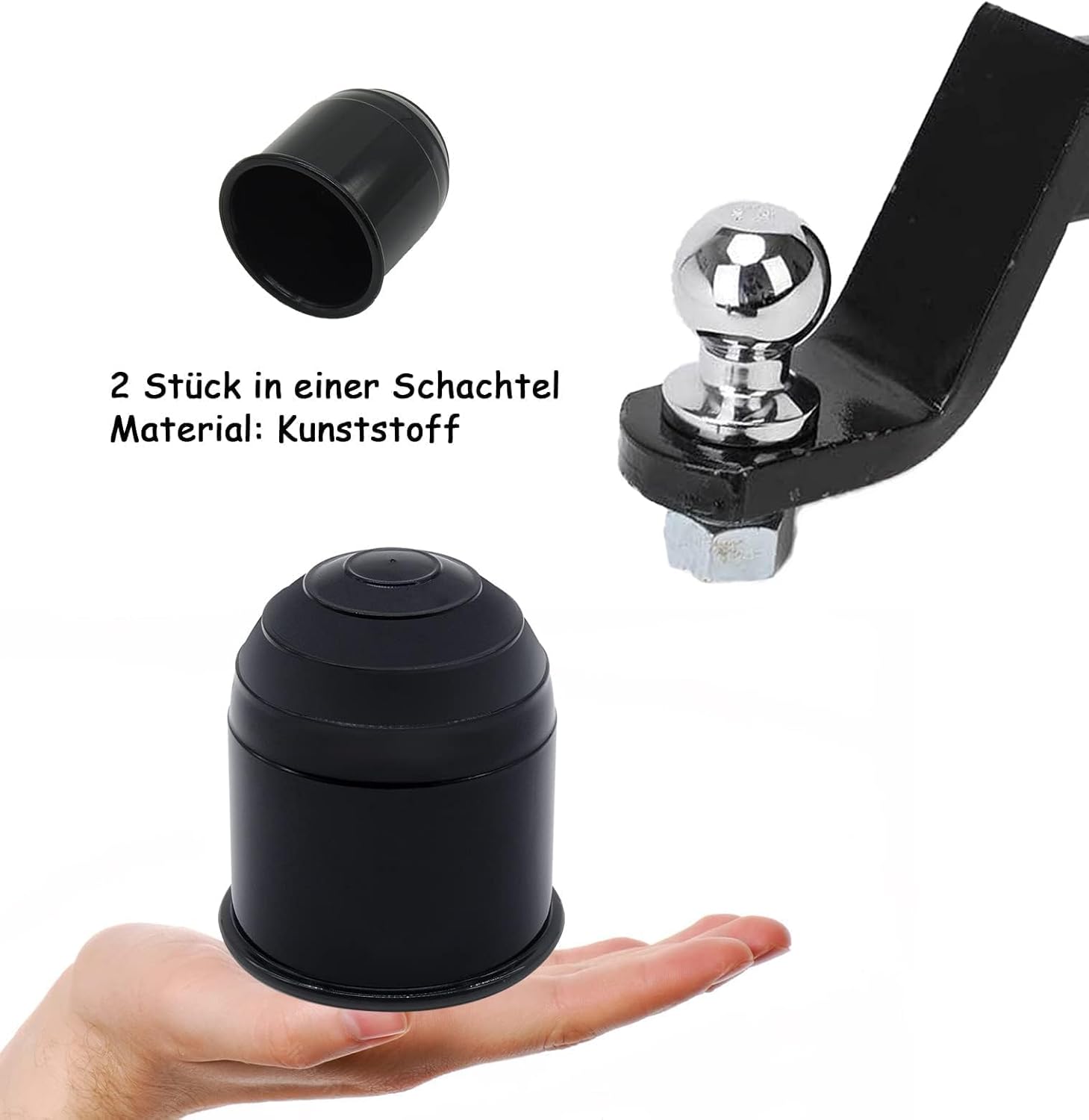 HISports anhängerkupplung Abdeckung 2 Stück,Kugelschutzkappe Abdeckkappe Universal Gummi 50mm für Wohnmobilanhänger （Schwarz）