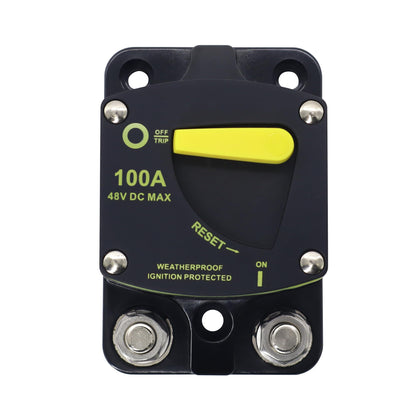 HiSport 100 Amp Circuit Breaker with Manual Reset DC 12-48V Waterproof Fuse Compatible with Boat, RV, Marine, Truck, Solar Systems & Audio - High Amperage Protection & Easy Installation