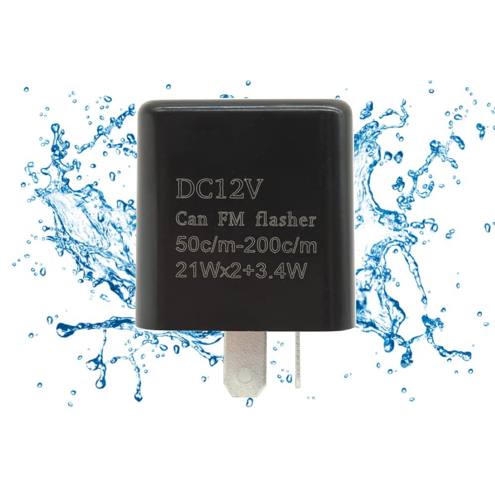 HiSport 12V 2 PIN Adjustable Waterproof Electronic Hazard Warn Flasher Relay Fix for LED Turn Signal Light Bulbs Replacement for Most Cars Motorcycles