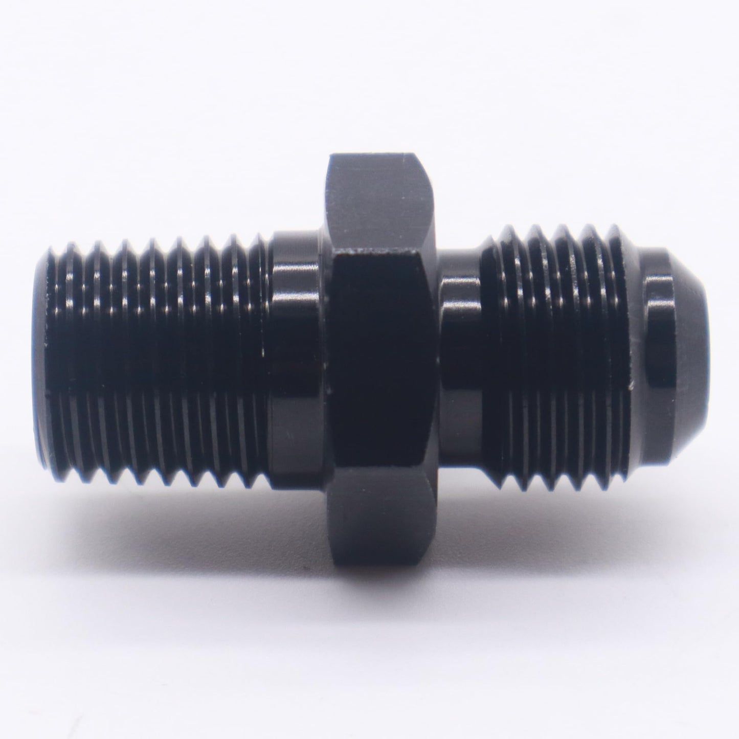HiSport 6AN to 1/4 NPT Male Hose Fitting Adapter, Universal Aluminum Flare Male 6AN to 1/4'' NPT Union Fuel Oil Line Pipe Connector Black Anodized