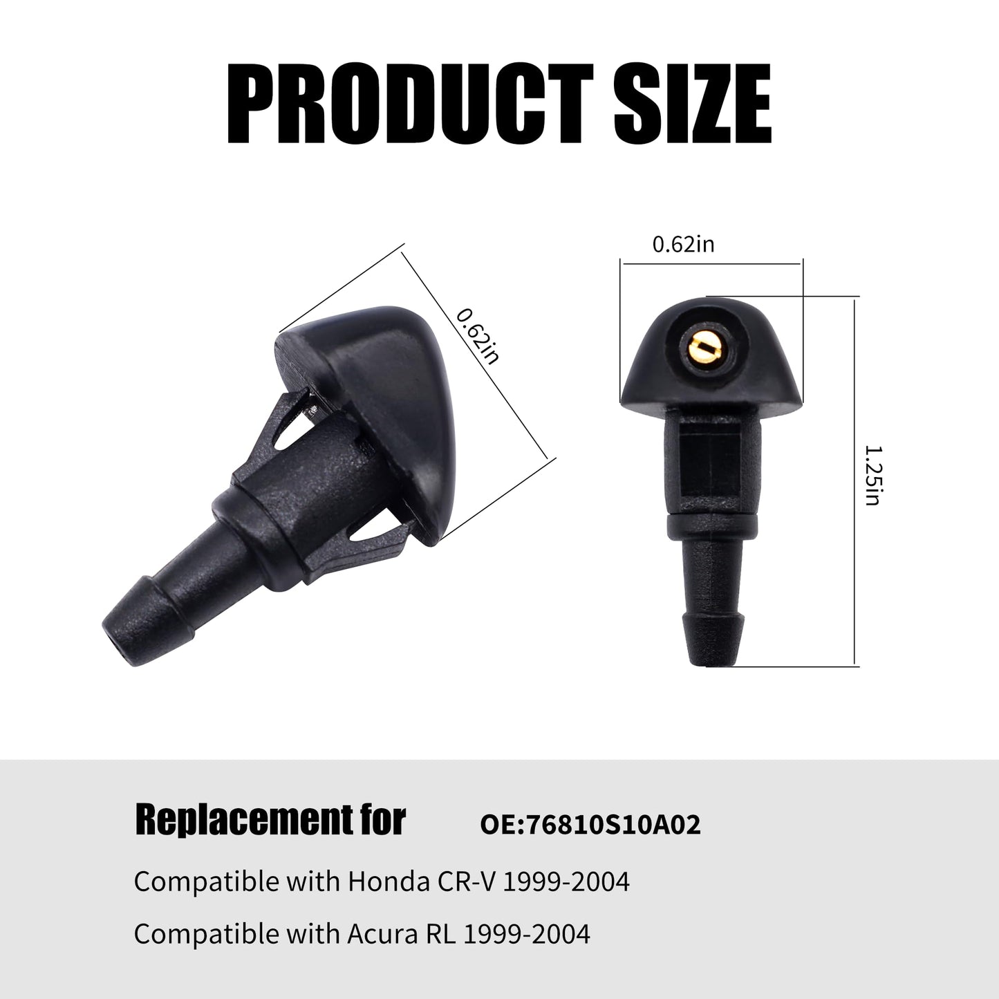 HiSport 76810-S10-A02 Windshield Sprinkler Wiper Nozzle - Compatible with Honda CR-V 1999 2000 2001 2002 2003 2004 Compatible with Acura RL 1999 2000 2001 2002 2003 2004 - (Two Side)