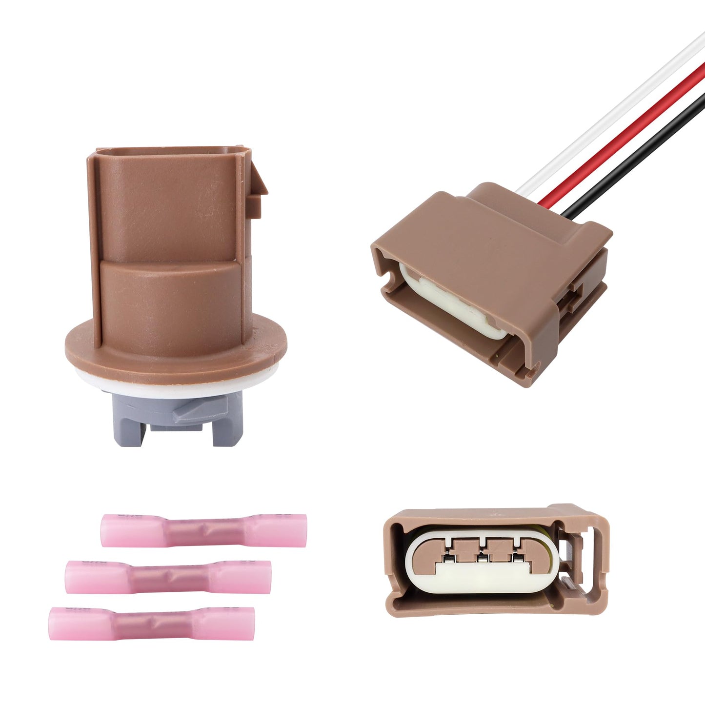 HiSport 2U5Z13411SA Turn Signal Light Socket with 3 Wire Pigtail Connector Compatible with Ford Lincoln Mercury Mazda YF1Z13411CA, 2 Sets