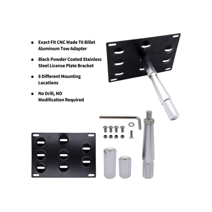 HiSport No Drill Front Bumper Tow Hook License Plate Mounting Bracket Adapter Kit Compatible with Infiniti G35 G37 Q60 2008-2015, Infiniti Q50 2014-up, Nissan GT-R 2007-2018 & Nissan 370Z 2013-2018