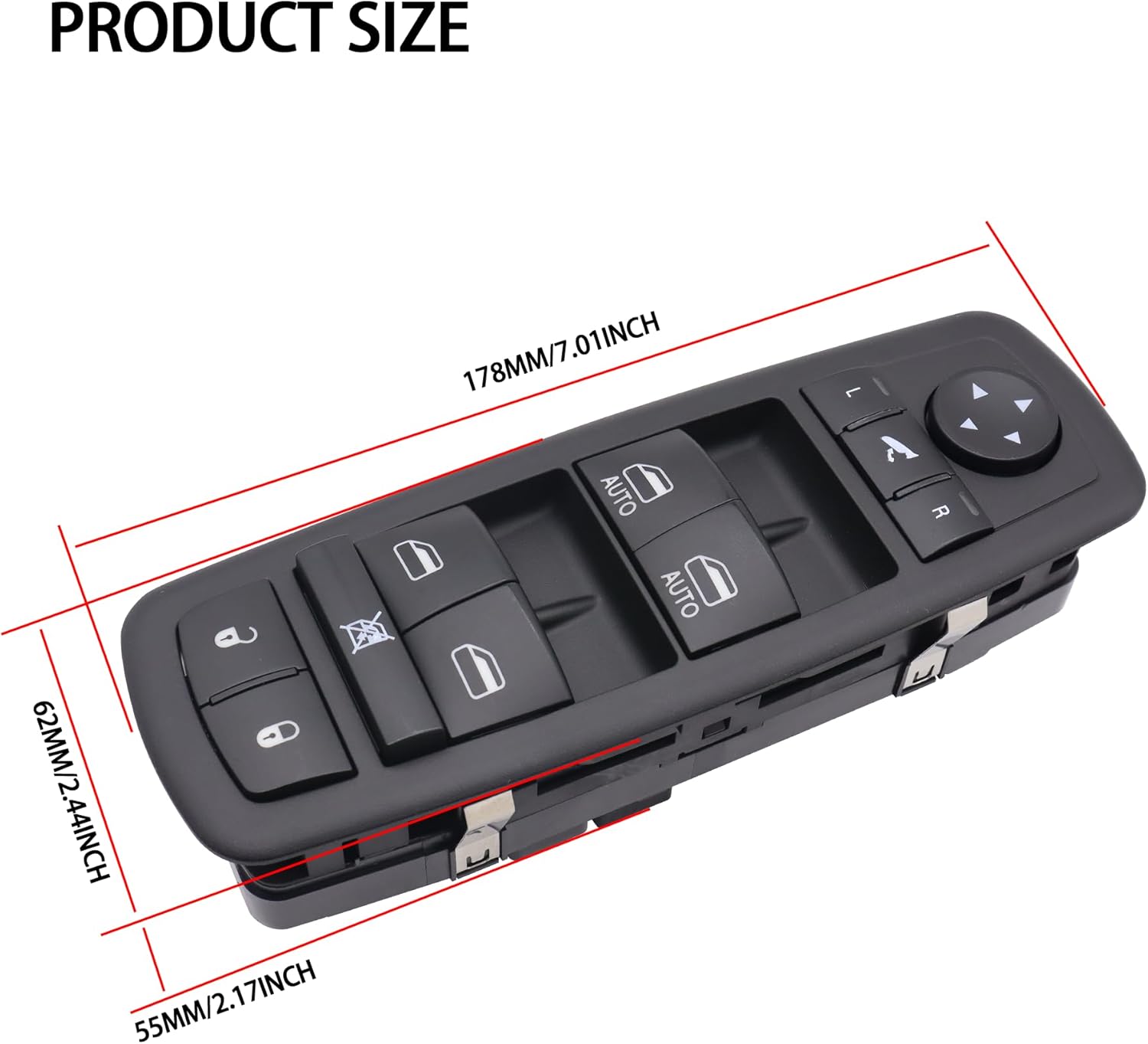 HiSport Window Switch Driver Side - Compatible with Chrysler 300 2012 Dodge Journey 2011-2012 - Power Window Switch Front Left Driver Side 8 PINS + 3 PINS Replace 56046826AE