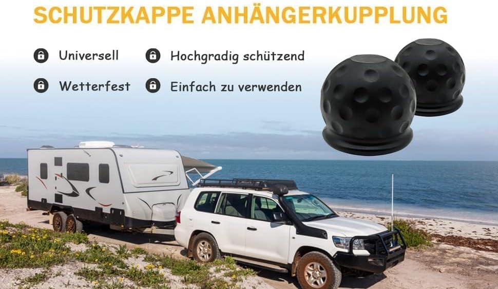 HISports 2 Stück Anhängerkupplung Kappe Für 50 mm Abschleppkugel Staubdicht Und Wasserdicht, Für Auto, Wohnmobil, Anhänger Kugelkopfschutz