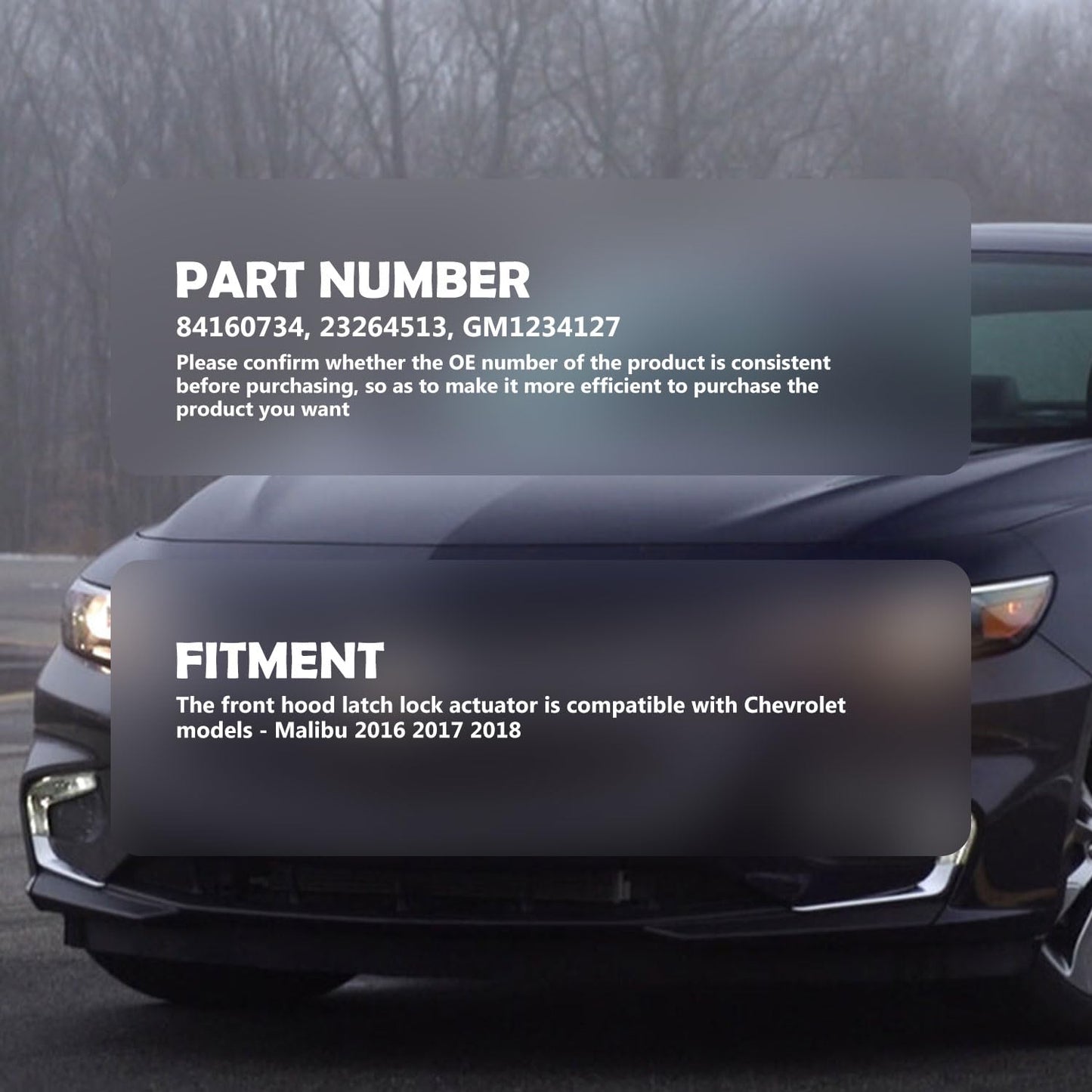 HiSport Front Hood Latch Lock Actuator - Compatible with Chevrolet Malibu 2016-2018 Replaces 84160734 23264513