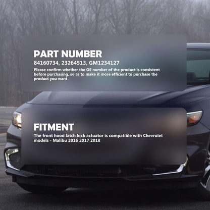 HiSport Front Hood Latch Lock Actuator - Compatible with Chevrolet Malibu 2016-2018 Replaces 84160734 23264513