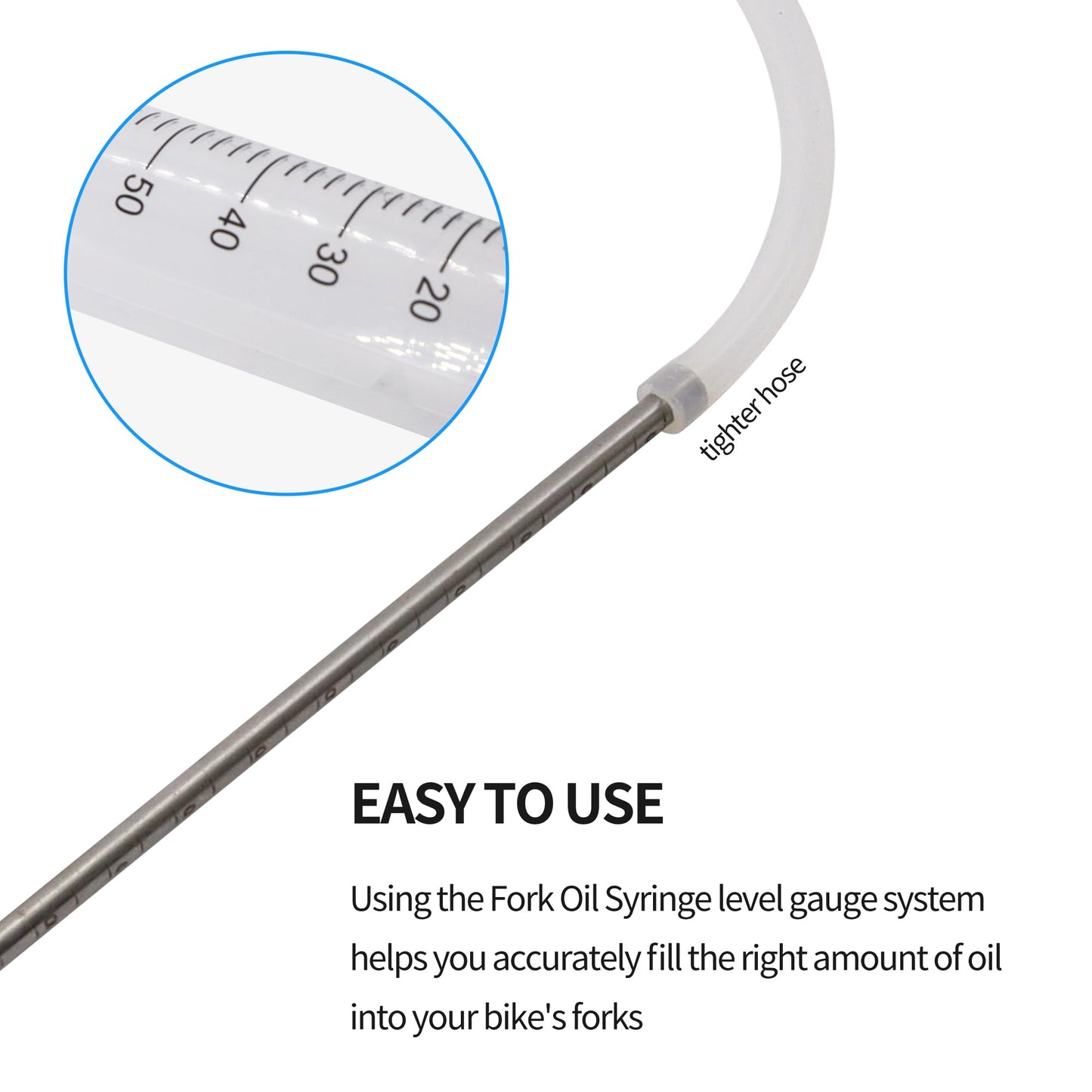 HiSport Motorcycle Fork Oil Level Tool with Adjustable Ring ¨C 60ml Capacity 300mm Scale Pipe