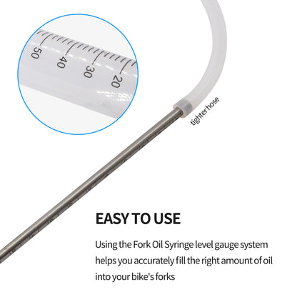 HiSport Motorcycle Fork Oil Level Tool with Adjustable Ring ¨C 60ml Capacity 300mm Scale Pipe