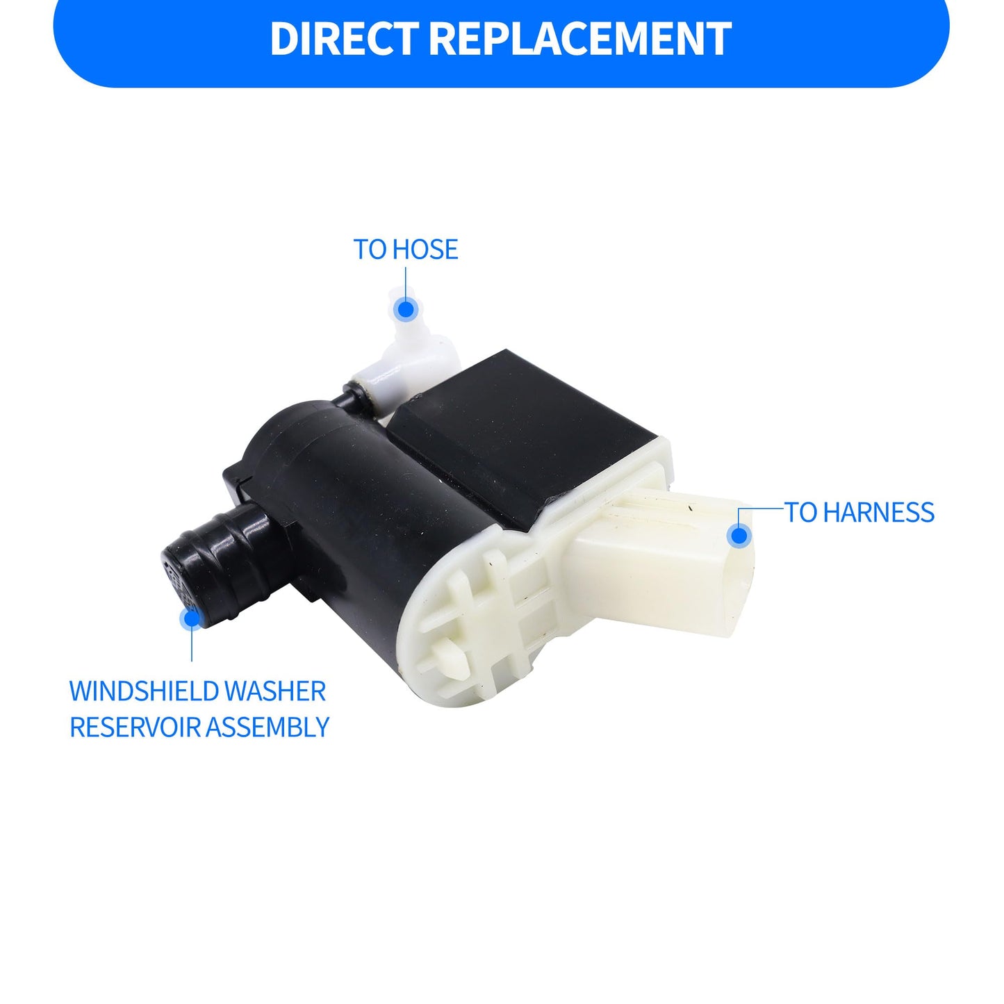 HiSport 98510-2v100 Windshield Wiper Pump - Compatible with Hyundai Santa Fe XL 2019 Santa Fe 2013-2018
