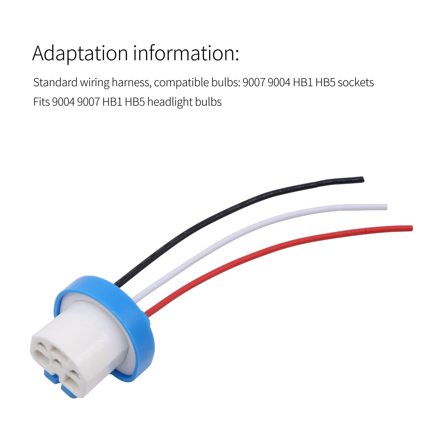 HiSport 2PCS 9007 9004 HB1 HB5 High Temperature Ceramic Male Wire Harness Extension Socket Adapter Connector Pigtail Plug Wiring Cable for Headlights Fog Lights Automative Replacement Part