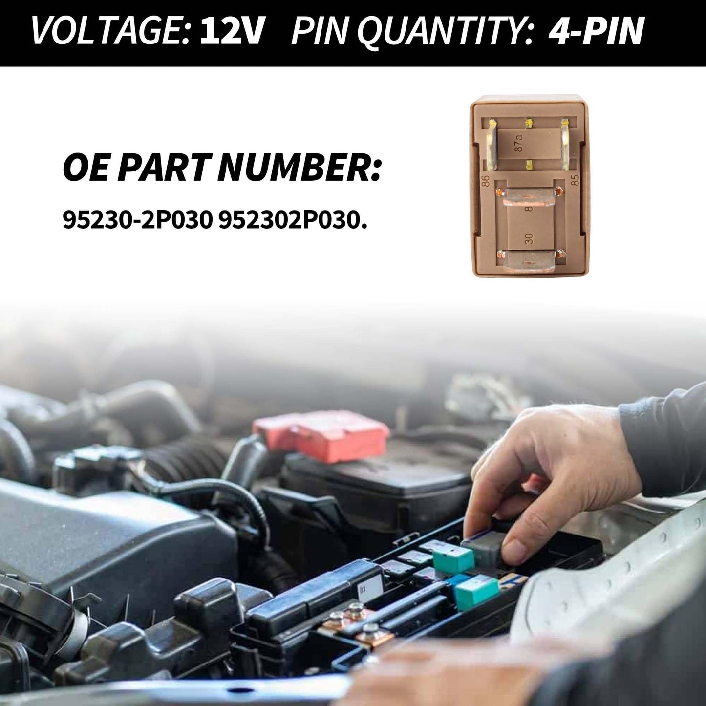 HiSport Relay 95230-2P030 4 Pins 12V 35A Automotive Power Relay Compatible with Hyundai Ioniq 2017-2020, Palisade 2020; Replacement for Kia Optima 2012