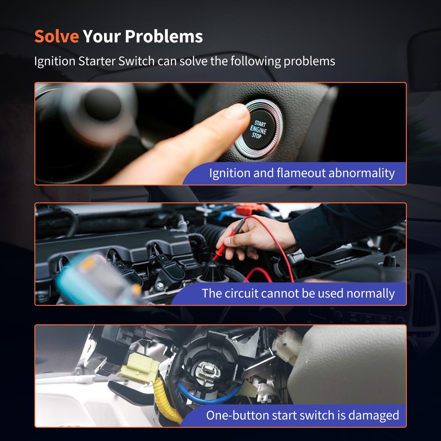 HiSport 2215450714 Engine Start Stop Button Switch - Compatible with Mercedes-Benz CL550 Coupe CLS350 Sedan E350 GL350 GL450 GLK350 ML350 S550 SL500 SLK200 SLK350 2006-2018 - Replace 2215450514