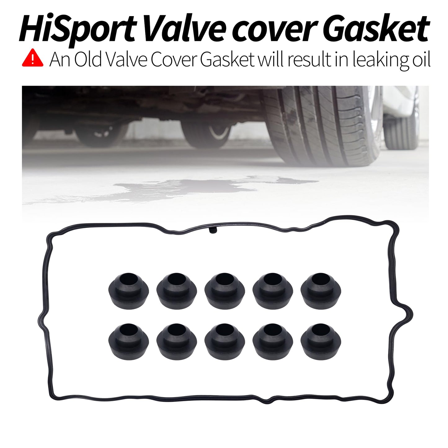 HiSport VS50652R Engine Valve Cover Gasket Set 3.7L - Compatible with Dodge Dakota Durango Nitro Ram 1500 Jeep Commander Grand Cherokee Liberty Mitsubishi Raide Ram 1500 2005-2012 - Replace VS50407