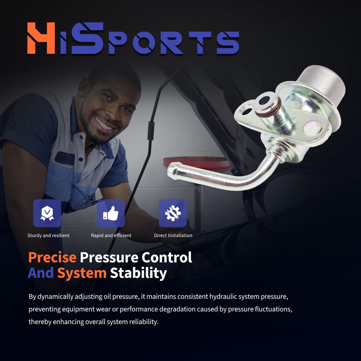 HiSport Fuel Injection Pressure Regulator PR4119 Replacement for Ford Probe 1993-1997 Mazda 626 1993-2002 Millenia 1995-2002 MX-6 1993-1997, 3.0 Bar