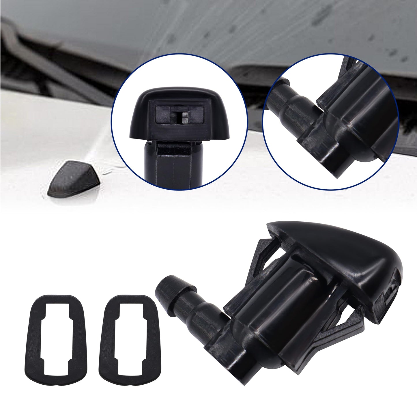 HiSport 85381-AE020 Windshield Sprinkler Wiper Nozzle - Compatible with Toyota Sienna 2003-2010 Solara 2004-2008 - (Two Side)
