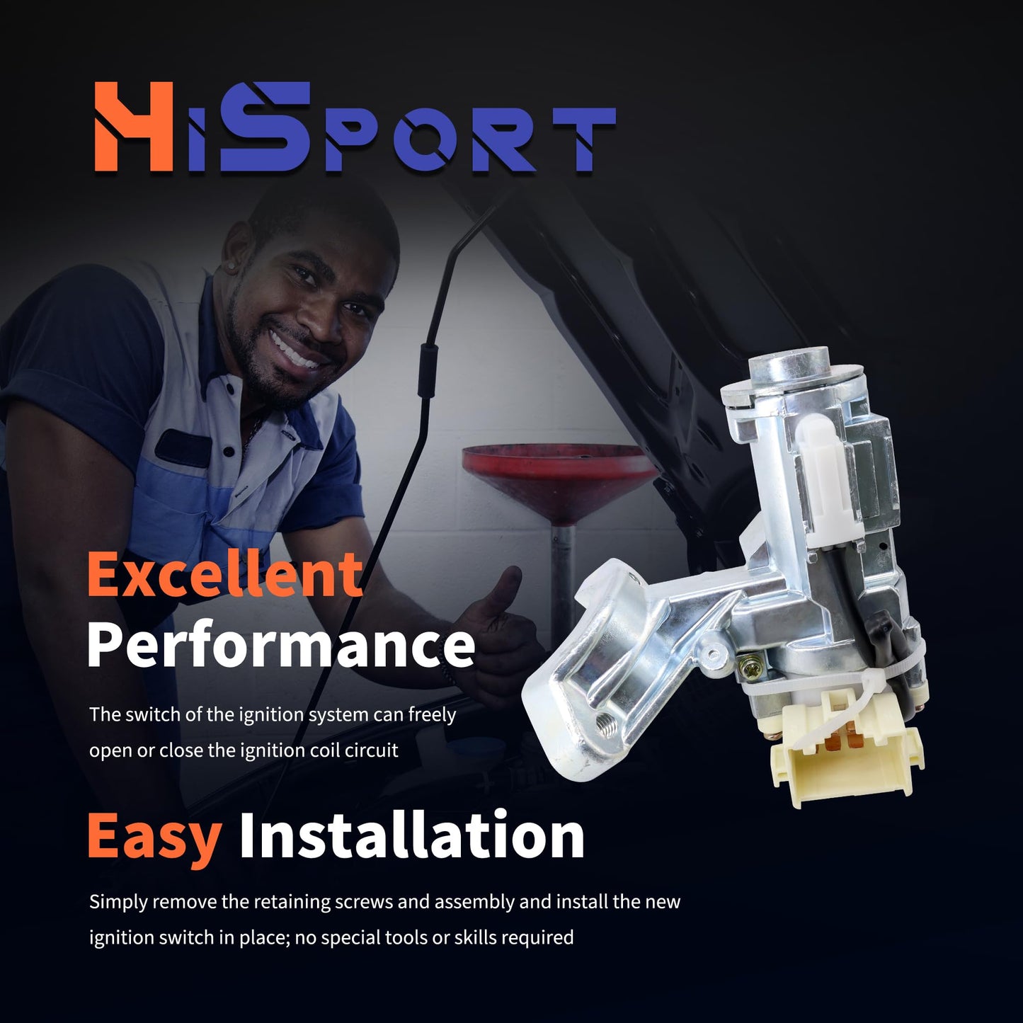 HiSport Ignition Lock Cylinder Switch W/Key 45020-06-4 45020064 Compatible with Toyota Camry 2002 2003 2004 2005 2006 No Chip