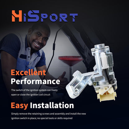 HiSport Ignition Lock Cylinder Switch W/Key 45020-06-4 45020064 Compatible with Toyota Camry 2002 2003 2004 2005 2006 No Chip