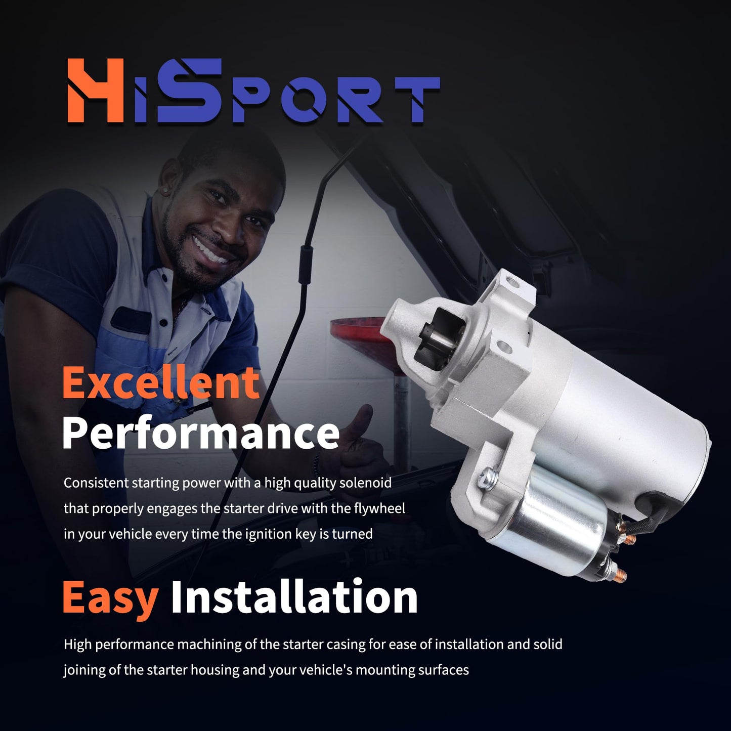 HiSport 2509808 Starter Motor 12V 0.8Kw 10-Tooth - Compatible with Kohler Engine Models 15HP 16HP 17HP 18HP 19.9HP 20HP 21HP 23HP 25HP 27HP 28HP 30HP 31HP - Replace 2509821S 2509811S