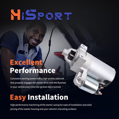 HiSport 2509808 Starter Motor 12V 0.8Kw 10-Tooth - Compatible with Kohler Engine Models 15HP 16HP 17HP 18HP 19.9HP 20HP 21HP 23HP 25HP 27HP 28HP 30HP 31HP - Replace 2509821S 2509811S
