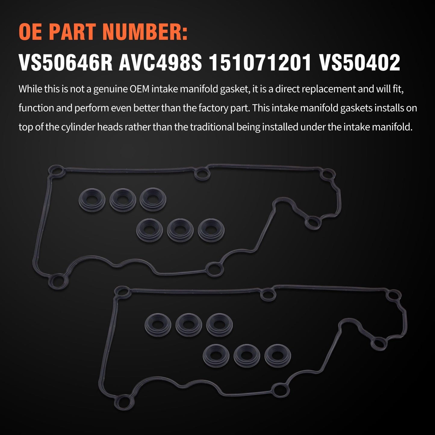 HiSport Valve Cover Gasket Set - Compatible with Ford 2005 2006 2007 2008 2009 2010 Mustang 4.0L - Replace VS50646R