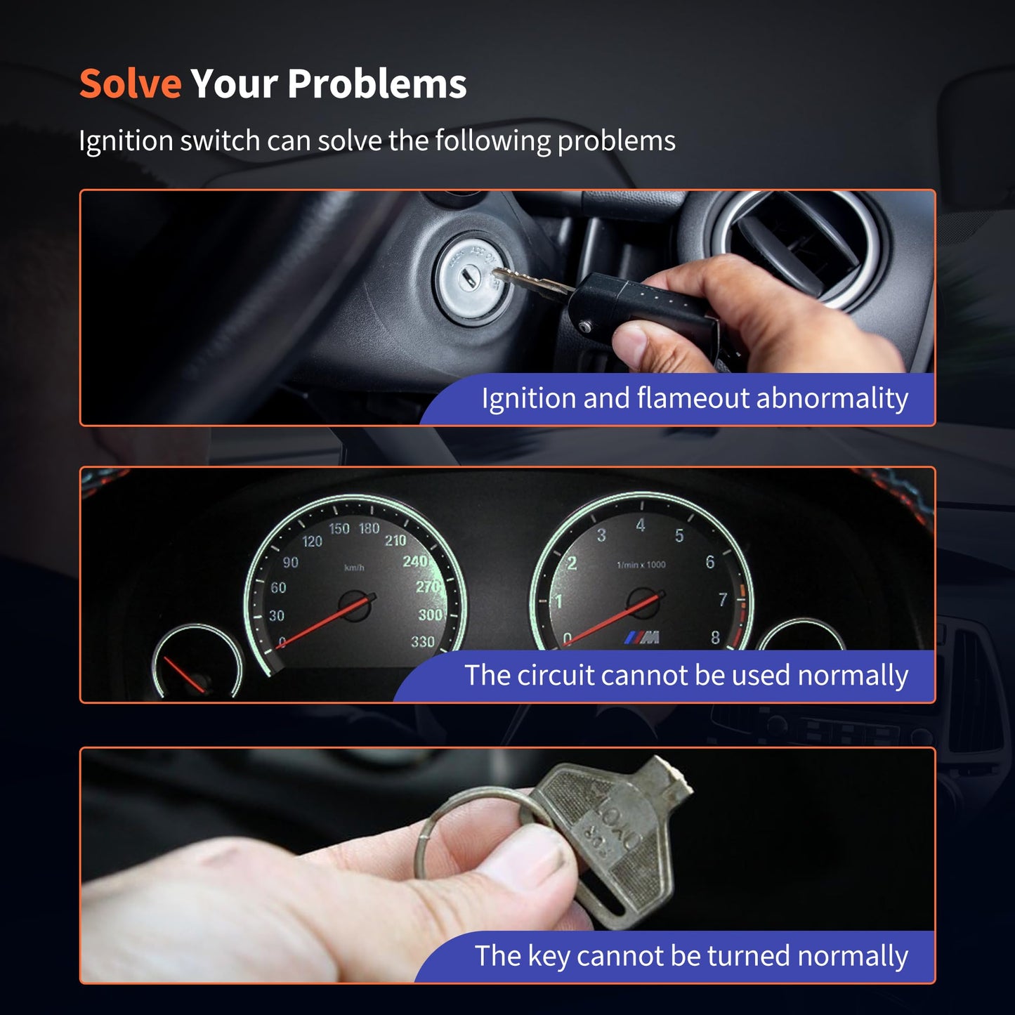 HiSport Ignition Lock Cylinder Switch W/Key 45020-06-4 45020064 Compatible with Toyota Camry 2002 2003 2004 2005 2006 No Chip