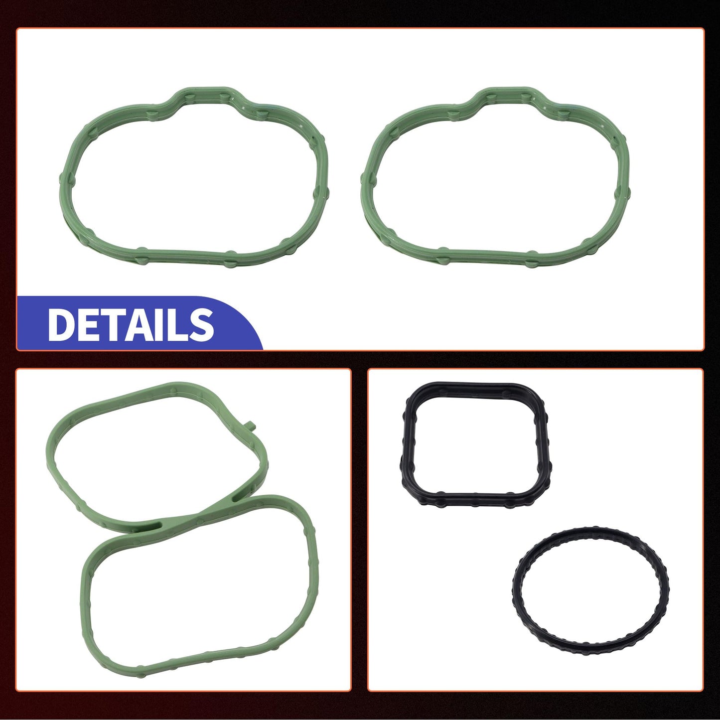 HiSport Intake Manifold Gasket Set MS97118 Compatible with Ford Edge Flex Fusion Taurus Taurus X 2007-2012,Replacement for Lincoln Mazda 6 CX-9 2007-2015,MKS MKT MKX MKZ 2007-2012 3.5L 24V Duratec