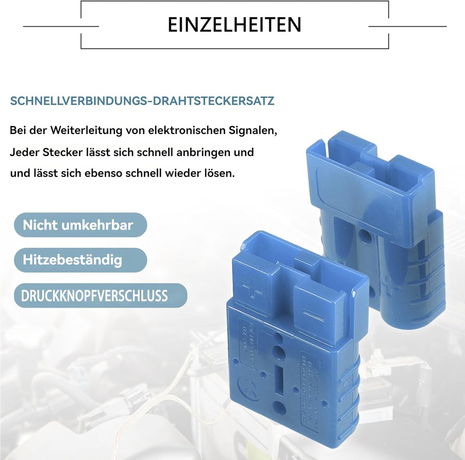 HISports Batteriestecker 50A, Batterie Anschluss-Schnellverbindungsstecker mit Staubschutzkappe für Klimaanlage, Wohnmobil, Wohnwagen, Boot, 2 Stück Blau