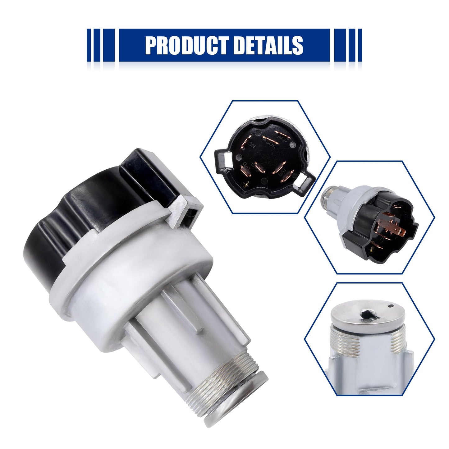 HiSport 1116683 Ignition Lock Cylinder Starter Switch in Dash with 2 Keys Compatible with Chevy GMC 1967-1979 Replace LS105,US84,1125,LS411