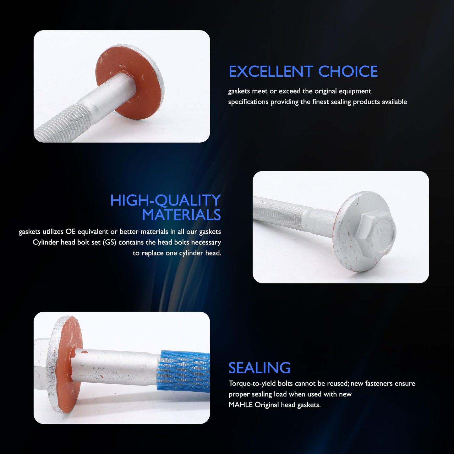 HiSport Engine Cylinder Head Bolt - Compatible with Gen. 3 4 LS Engines Only Except for LS7/LS9. 4.8L 5.3L 6.0L 6.2L LS1 LS2 LS3 LS6 L99 LM7 LR4 LMG LQ4 LQ9 L96 - Replace 12557840