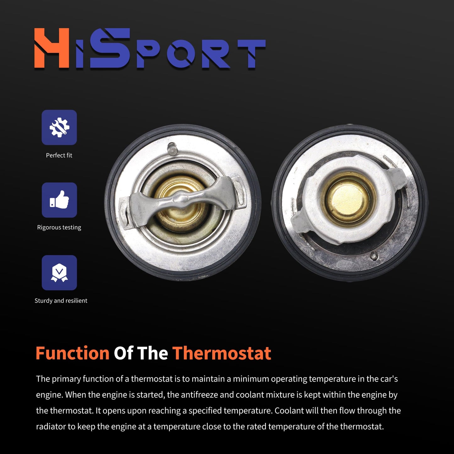 HiSport Engine Coolant Thermostat - Compatible with Buick Chevy GMC Oldsmobile Pontiac Saab Saturn - Replace 33943