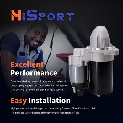 HiSport 12417521116 Starter Motor - Compatible with BMW 1 Series M 128i 135i 323i 325i 325xi 328i 328xi 330Ci 330i 330xi 335d 335i 335is 335xi 525i 525xi 2006-2016 2.0L 2.5L 3.0L 12V 1.1kW 9T CW