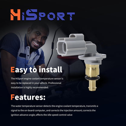 HiSport 3L8Z-12A648-AA Engine Coolant Temperature Sensor - Compatible with Ford Mercury Mazda Replaces 3L8A12A648AA 5HZ9030B 4346360