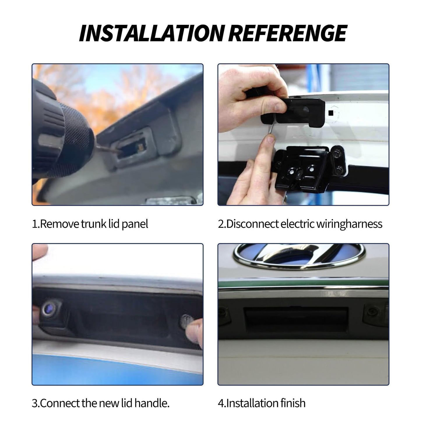 HiSport 81260-C1010 Rear Outside Trunk Lid Lock Handle Compatible with Hyundai Sonata 2015 2016 2017 with Rear Camera Hole Replacement for 81260C1010 Rear Tail Gate Trunk Hatch Release Handle Button