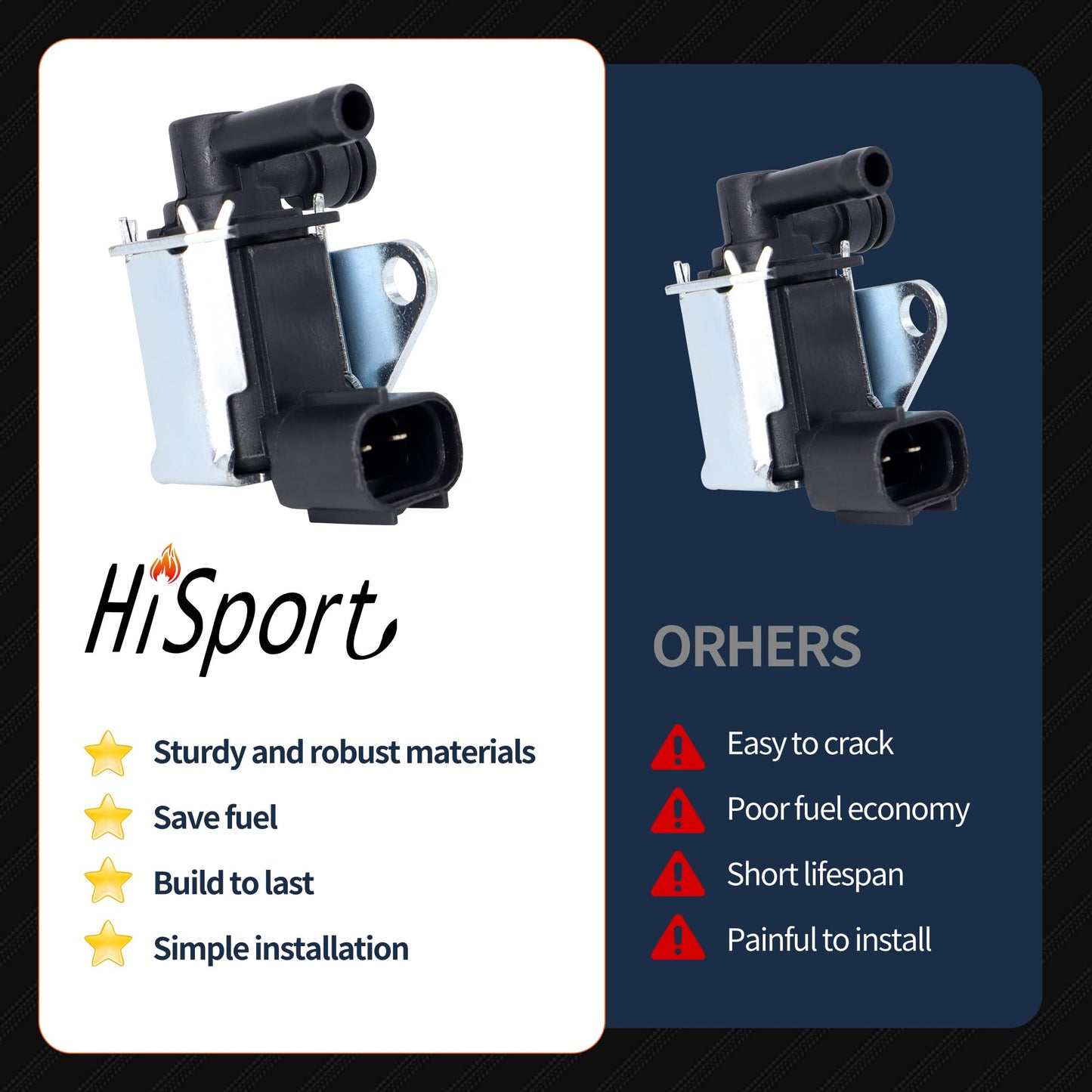 HiSport 36162-PNC-005 Vapor Canister Purge Solenoid Valve - Compatible with Acura RSX 2002-2004 Honda Civic 2002-2005 CR-V 2002-2004 - Replaces K5T46680