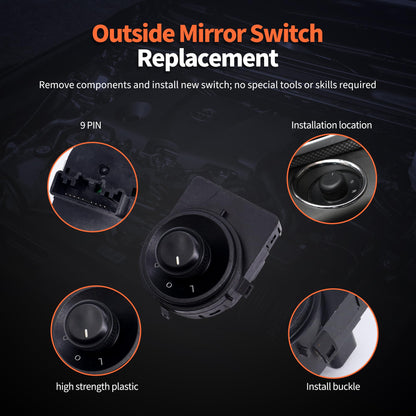 HiSport Driver Side Mirror Control Switch - Compatible with Chevy 2016 2017 2018 2019 2020 2021 2022 Spark 2012 2013 2014 2015 2016 2017 2018 2019 2020 Sonic - Replace 95328440