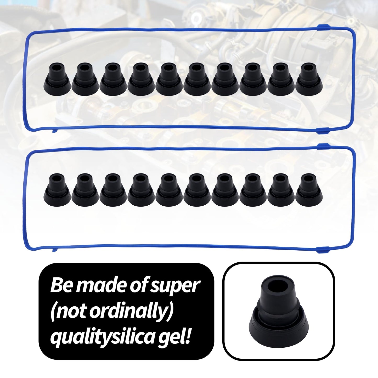 HiSport VS50377R Valve Cover Gasket Seal - Compatible with Ford Crown Victoria E-150 Explorer F-150 F-250 Mustang Thunderbird Lincoln Town Car Mercury Cougar Grand Marquis 4.6L Engine 1991-2002