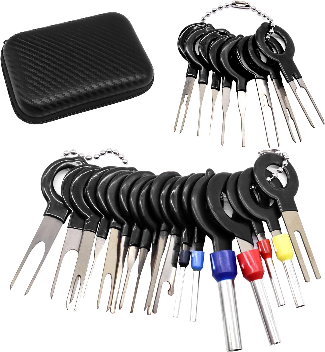 HISports Terminal Removal Tool Kit, 26Pcs Terminal Ejector Kit for Car, Pin Extractor Tool Set Key Removal Tools Puller Repair Release Electrical Wire with Protective Case for Most Connector Terminal