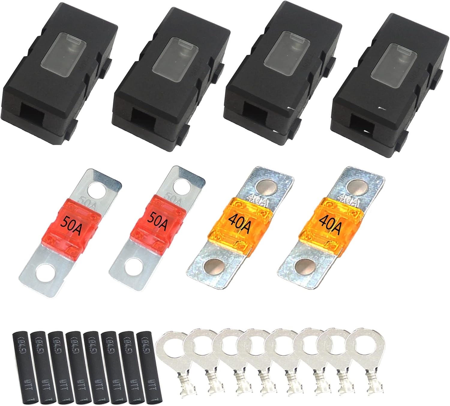 HISports Midi Fuse Holder 4 Pieces ANS Car Fuse Holder and 4 Pieces Mega Fuse Mega Fuse Holder Car Fuse Holder for Cars Trucks Vehicles Motorcycle Coach Truck Vehicles Motorcycle Camper Van Truck